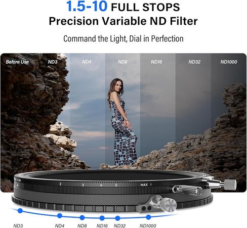 H&Y RevoRing MKⅡ 58mm 62mm 67mm 72mm 77mm Variable ND Filter & CPL Polarizer, 3-in-1 VND (ND3-1000) Camera Lens Filter with Adjustable Adapter Ring, 22 Multi-Layer Nano-Coating in Kuwait