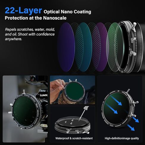 H&Y RevoRing MKⅡ 58mm 62mm 67mm 72mm 77mm Variable ND Filter & CPL Polarizer, 3-in-1 VND (ND3-1000) Camera Lens Filter with Adjustable Adapter Ring, 22 Multi-Layer Nano-Coating in Kuwait