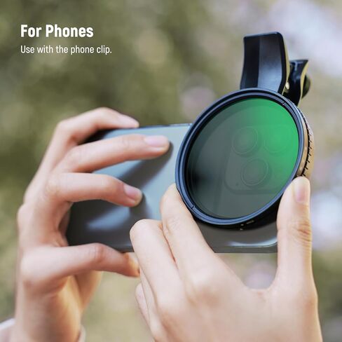 مرشح NEEWER 67 مم متغير ND متوافق مع iPhone، مشبك على ND2-32 مجموعة ملحقات التصوير الفوتوغرافي لعدسات الهاتف ذات الكثافة المحايدة المتوافقة مع iPhone 17 16 15 Pro Max Plus 16e 14 13 mini، FL-B25 in Kuwait