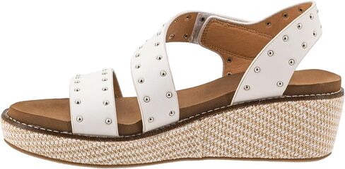 حذاء Corkys Footwear النسائي Chit Chat Wedge - صندل أنيق مرصع بكعب 5.08 سم، وإغلاق بخطاف وحلقة، ونعل داخلي مبطن من مادة EVA، ونعل خارجي مغلف بالرافية in Kuwait