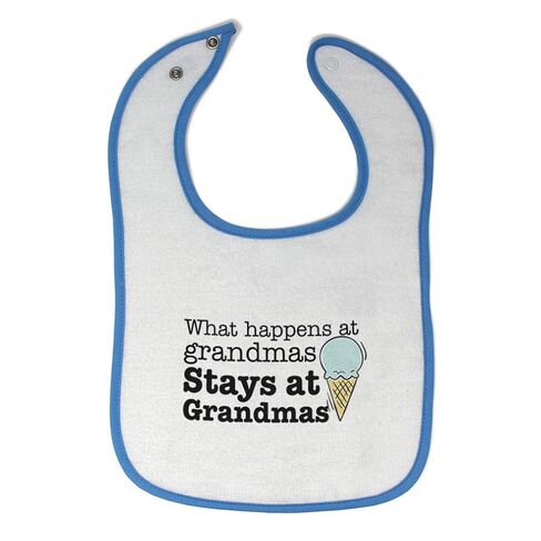 Cute Rascals Toddler & Baby Bibs Burp Cloths Grandma Grandmother What Happens at Grandmas Stays and Ice Cream Cone Cotton Baby Items for Baby Girl & Boy White Blue Design Only in Kuwait