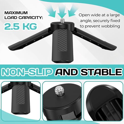 Mini Tripod for DJI OSMO Pocket 3/2,Portable Stand Mount for Insta360 X5 X3 X4,Black 1/4" Screw Lightweight Selfie Stick for Vlog Cameras Desktop Projectors in Kuwait