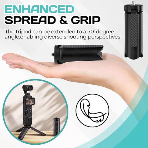 Mini Tripod for DJI OSMO Pocket 3/2,Portable Stand Mount for Insta360 X5 X3 X4,Black 1/4" Screw Lightweight Selfie Stick for Vlog Cameras Desktop Projectors in Kuwait