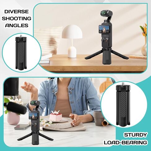 Mini Tripod for DJI OSMO Pocket 3/2,Portable Stand Mount for Insta360 X5 X3 X4,Black 1/4" Screw Lightweight Selfie Stick for Vlog Cameras Desktop Projectors in Kuwait