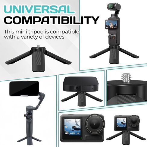 Mini Tripod for DJI OSMO Pocket 3/2,Portable Stand Mount for Insta360 X5 X3 X4,Black 1/4" Screw Lightweight Selfie Stick for Vlog Cameras Desktop Projectors in Kuwait