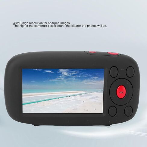 Akozon Teens Student 2.5K 48MP HD شاشة مزدوجة واي فاي 16X تكبير رقمي كاميرا سيلفي للسفر (أسود) in Kuwait