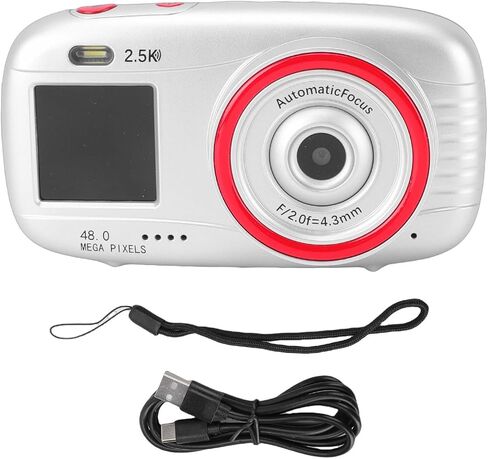 Akozon Teens Student 2.5K 48MP HD شاشة مزدوجة واي فاي 16X تكبير رقمي كاميرا سيلفي للسفر (أسود) in Kuwait