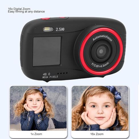 Akozon Teens Student 2.5K 48MP HD شاشة مزدوجة واي فاي 16X تكبير رقمي كاميرا سيلفي للسفر (أسود) in Kuwait