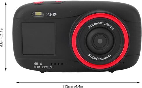 Akozon Teens Student 2.5K 48MP HD شاشة مزدوجة واي فاي 16X تكبير رقمي كاميرا سيلفي للسفر (أسود) in Kuwait