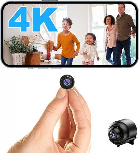 Ultra Mini WiFi Camera,Tiniest Pocket-Sizes,HD4K Video Recording Live Feed,No Need Wifi Camera,Nanny Cam,Smart Alerts Baby Monitor Pet Monitoring with Night Vision,Motion Detection,Cloud Storage in Kuwait