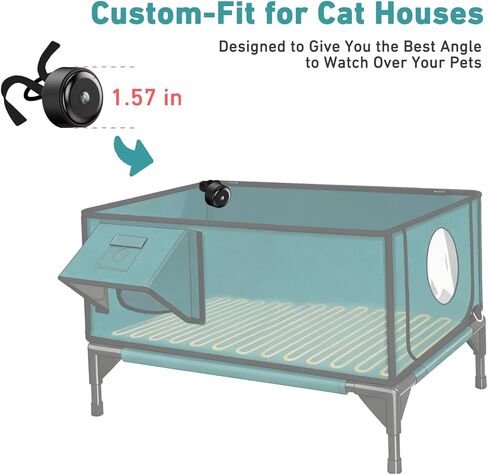 Mini WiFi Camera for Heated Cat House, 1080P HD, Night Vision, Motion Detection, 130°Ultra-Wide Angle, Local & Cloud Storage(SD Card Not Included), Remote Monitoring Anytime(Plug-in Use) in Kuwait