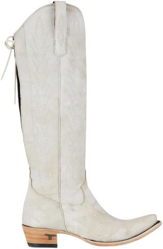 Lane Womens Lexington Knee High Embroidered Corset Casual Boots Knee High Low Heel 1-2" - White in Kuwait