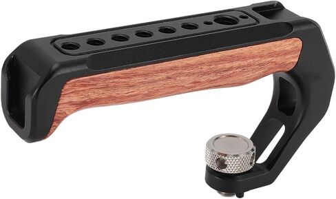 Camera Top Handle with 3 Cold Shoes, Ergonomic Aluminum Alloy and Pearwood Grip, Multiple 1/4 Inch and 3/8 Inch Threaded Holes for DSLR Cameras, Vlogging and Low - Angle in Kuwait