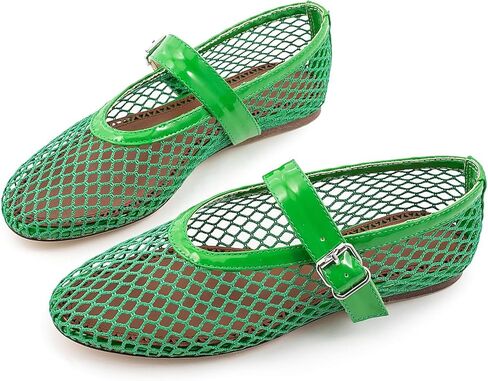 Mesh Ballet Flats for Womens Fishnet Mary Janes Flats Buckle Strap Comfy Casual Office Ballerina Flat Shoes in Saudi Arabia