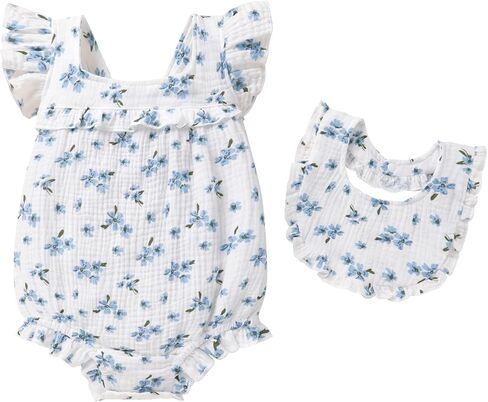 YOUNGER TREE Baby Girl Romper 100% Cotton Ruffle Sleeveless Summer Outfit with Accessory Soft Infant Clothes for Daily Wear in Saudi Arabia