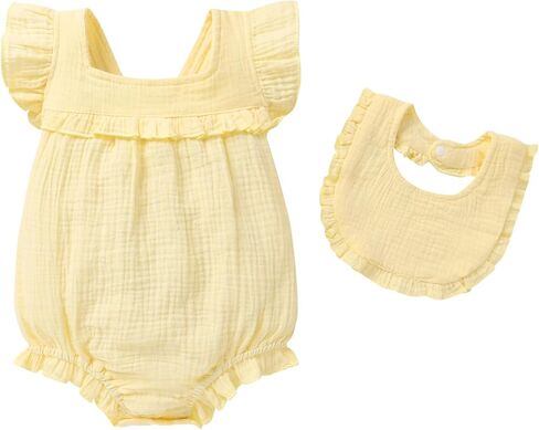YOUNGER TREE Baby Girl Romper 100% Cotton Ruffle Sleeveless Summer Outfit with Accessory Soft Infant Clothes for Daily Wear in Saudi Arabia