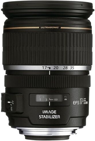 عدسة Canon EF-S 17-55mm f/2.8 هي عدسة USM | تكبير قياسي APS-C احترافي بفتحة ثابتة f/2.8 وتثبيت الصورة البصرية والتركيز البؤري التلقائي USM السريع | للصور والأحداث (1242B002) + طقم التصفية + المزيد in Kuwait