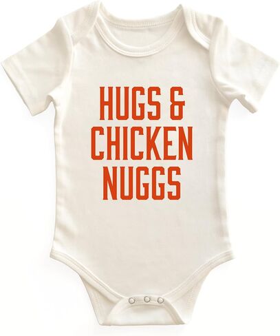 Chunky Deli Hugs & Chicken Nuggs Baby Bodysuit Gender Neutral Foodie Outfit Soft 100% Cotton Short Sleeve One-Piece in Saudi Arabia