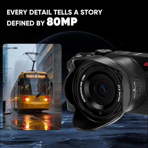 ORDRO 5K Digital Cameras for Photography -Auto Focus 80MP Video Cameras for YouTube, 18X Zoom Travel Camera with 180° Flip Screen, 2 Batteries, Lens Hood & 32GB Card in Kuwait