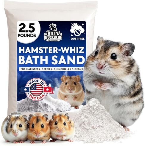 2.5 LB. Hamster Sand Bath - Dust Free, All Natural Volcanic Ash for Fur Health - Sand Bath for Chinchillas, Gerbils, Mice, Degus & All Small Pets - Made in USA - Hamster Accessories by Billy Buckskin in Saudi Arabia