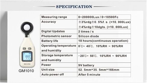 مقياس الضوء GM1010 مقياس الإضاءة الرقمي القياسي الذكي المحمول GM1040 مقياس الإضاءة الأبيض مقياس الضوء مقياس الإنارة المتكامل in Kuwait