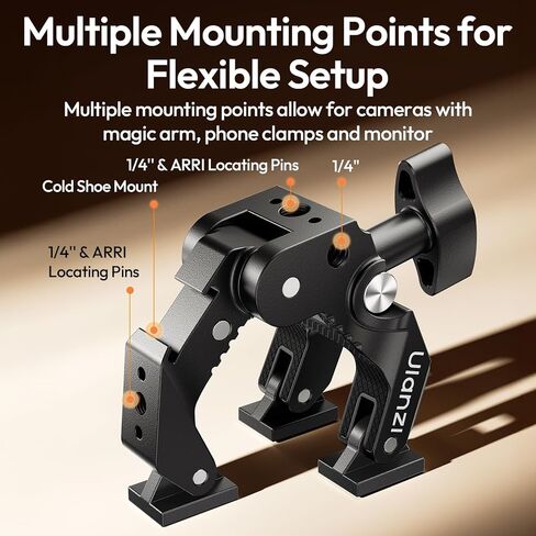ULANZI CO78 Super Clamp Mount f Camera Rig – Multi-Point Metal Grip w 1/4" & ARRI Locating Pins + Cold Shoe Mount f Action Cam, Monitor & LED Lights, 3-Jaw Designed f Banister,Handlebar, Desk,Branches in Kuwait