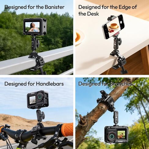 ULANZI CO78 Super Clamp Mount f Camera Rig – Multi-Point Metal Grip w 1/4" & ARRI Locating Pins + Cold Shoe Mount f Action Cam, Monitor & LED Lights, 3-Jaw Designed f Banister,Handlebar, Desk,Branches in Kuwait
