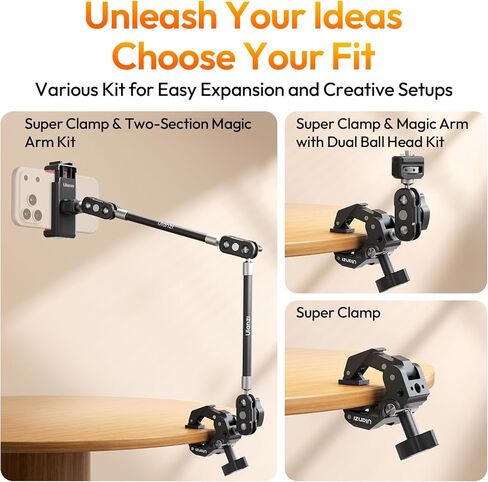ULANZI CO78 Super Clamp Mount f Camera Rig – Multi-Point Metal Grip w 1/4" & ARRI Locating Pins + Cold Shoe Mount f Action Cam, Monitor & LED Lights, 3-Jaw Designed f Banister,Handlebar, Desk,Branches in Kuwait