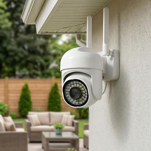 Security Camera Outdoor WiFi Home Monitor with Motion System with 360° View Spotlight & Siren 2-Way Audio & Night Vision Support Cloud/SD Storage in Kuwait