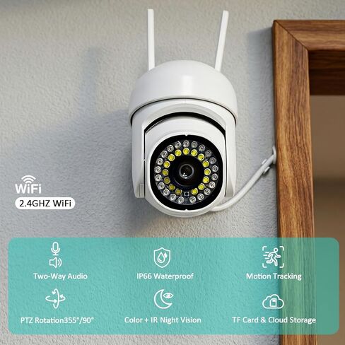 Security Camera Outdoor WiFi Home Monitor with Motion System with 360° View Spotlight & Siren 2-Way Audio & Night Vision Support Cloud/SD Storage in Kuwait