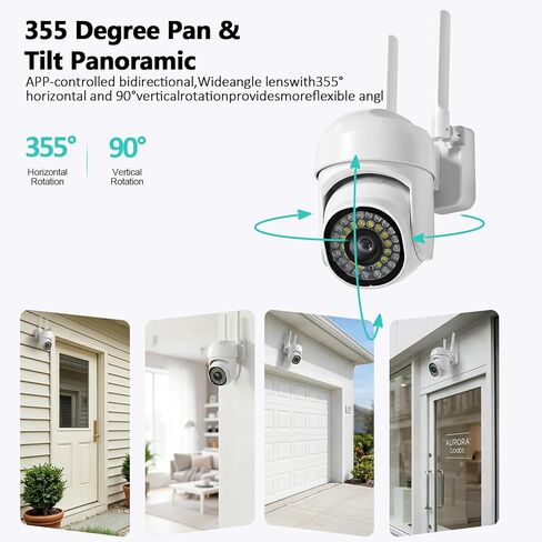 Security Camera Outdoor WiFi Home Monitor with Motion System with 360° View Spotlight & Siren 2-Way Audio & Night Vision Support Cloud/SD Storage in Kuwait