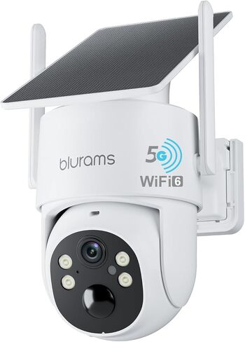 blurams 2.5K Pan/Tilt Security Cameras Wireless Outdoor, 100% Wire-Free Outdoor Camera with Fixed Solar Panel, 360° View, Dual-Band WiFi 6, Human Detection, Color Night Vision, Work with Alexa, 2Pack in Saudi Arabia