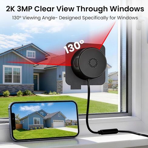 2K 3MP Window Camera, 5GHz & 2.4GHz WiFi Dome Cameras for Home Security for Indoor & Outdoor Monitoring, with Full Color Starlight Night Vision, Motion/Human Detection, Easy Install, 24/7 Recording in Kuwait