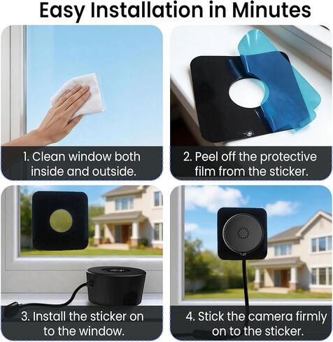 2K 3MP Window Camera, 5GHz & 2.4GHz WiFi Dome Cameras for Home Security for Indoor & Outdoor Monitoring, with Full Color Starlight Night Vision, Motion/Human Detection, Easy Install, 24/7 Recording in Kuwait