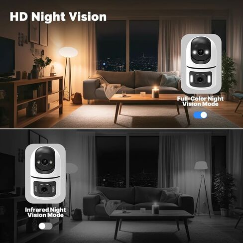 4MP Dual-Lens PTZ Security Camera, Indoor 2.4G WiFi Surveillance Cam with Auto Tracking, Color Night Vision, 2-Way Audio, SD/Cloud Storage(Memory Card not Included) in Kuwait