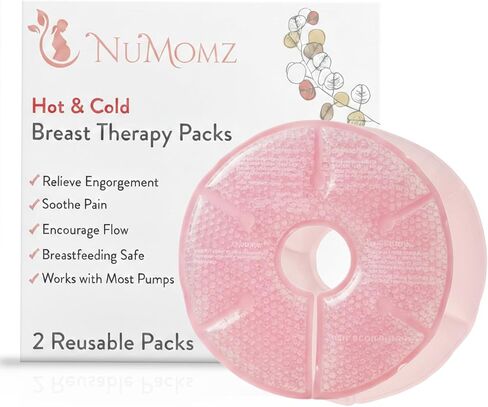 Hot and Cold Breast Ice Packs | Breastfeeding Essentials, Works with Most Pumps | Helps Relieve Engorgement & Encourage Flow | Plush Fabric Side | 2 Gel Breast Therapy Packs Reusable (Blush Pink) in Kuwait