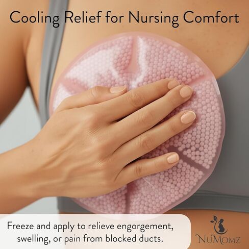 Hot and Cold Breast Ice Packs | Breastfeeding Essentials, Works with Most Pumps | Helps Relieve Engorgement & Encourage Flow | Plush Fabric Side | 2 Gel Breast Therapy Packs Reusable (Blush Pink) in Kuwait