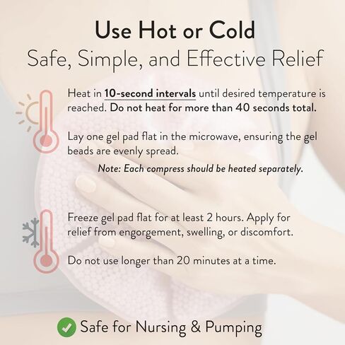 Hot and Cold Breast Ice Packs | Breastfeeding Essentials, Works with Most Pumps | Helps Relieve Engorgement & Encourage Flow | Plush Fabric Side | 2 Gel Breast Therapy Packs Reusable (Blush Pink) in Kuwait