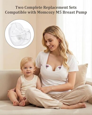 طقم أكواب بديل من قطعتين لمضخة الثدي Momcozy M5، أكواب 24 مم مع حشوات شفة 15/17/19/21 مم، مجموعة ملحقات كاملة متوافقة مع M5 فقط in Kuwait