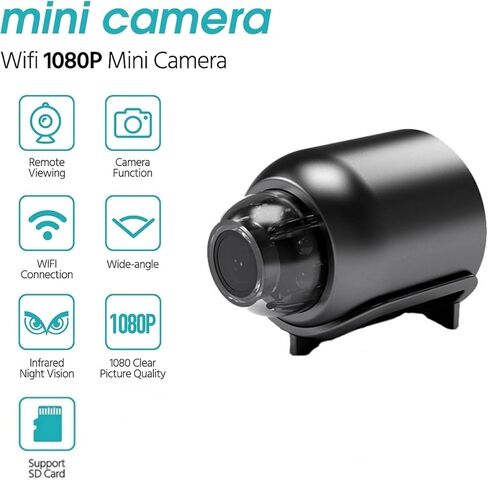 Mini Hidden Camera 1080P Full HD Hidden Camera - Portable Small Nanny Cam with Night Vision - Covert Security Camera for Home/Office/Indoor/Outdoor in Kuwait
