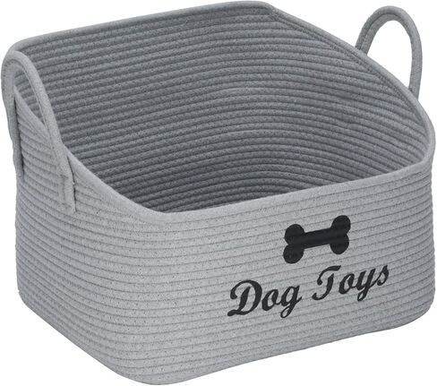 Large Dog Toy Basket-Woven Dog Toy Box for Living Room Area-Trapezoid Pet Toys Bin with Handle-Dog Organizer for Toys,Collar,Leash,Blanket -13.4''x11.8''x10.6''-Beige in Saudi Arabia