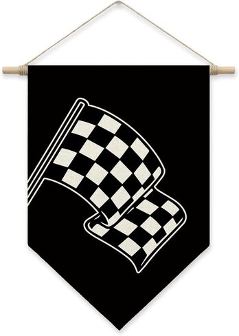 Shiel-Then Little Racer Racer Race Race Car Poster Frame ، Buffalo Plaid Racing Flag Banner ، Decord Room Decor in Kuwait