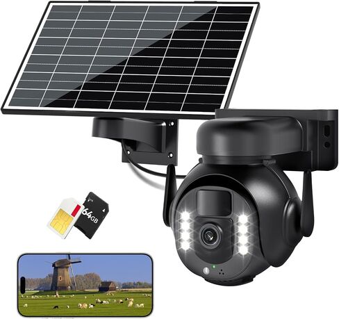 4K 8MP 4G Cellular Security Camera, No WiFi Needed Outdoor Wireless Camera with Integrated SIM, Night Vision, Two-Way Audio, PIR Motion Detection, IP66 Weatherproof, SD Card Playback. in Saudi Arabia