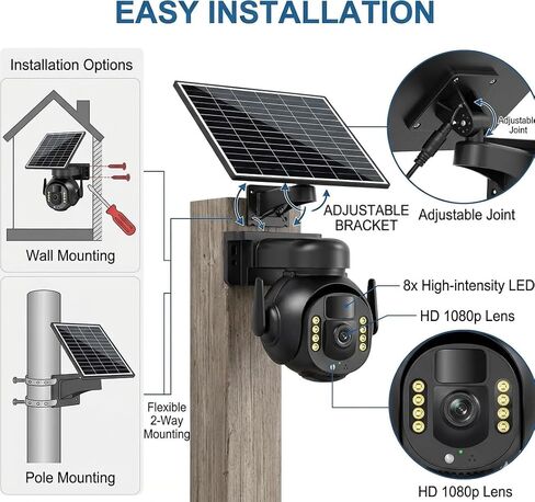 4K 8MP 4G Cellular Security Camera, No WiFi Needed Outdoor Wireless Camera with Integrated SIM, Night Vision, Two-Way Audio, PIR Motion Detection, IP66 Weatherproof, SD Card Playback. in Saudi Arabia