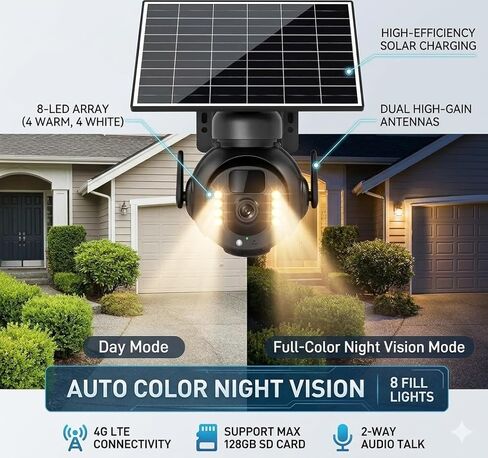 4K 8MP 4G Cellular Security Camera, No WiFi Needed Outdoor Wireless Camera with Integrated SIM, Night Vision, Two-Way Audio, PIR Motion Detection, IP66 Weatherproof, SD Card Playback. in Saudi Arabia