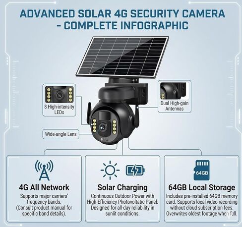 4K 8MP 4G Cellular Security Camera, No WiFi Needed Outdoor Wireless Camera with Integrated SIM, Night Vision, Two-Way Audio, PIR Motion Detection, IP66 Weatherproof, SD Card Playback. in Saudi Arabia