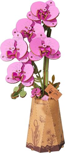 rowood Wooden Flower,3D Puzzles for Adults,Artifical Flower Botanical Collection Building Craft Kit,Mother's Day/Valentine's Day Purple Moth Orchid in Kuwait