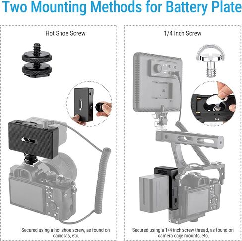 GOWENIC Battery Plate, Fit for NP F970 F750 F550 Battery with USB C Input Output and LED Indicators, 1/4 Inch Cold Shoe Mount for DSLR Camera Display in Kuwait