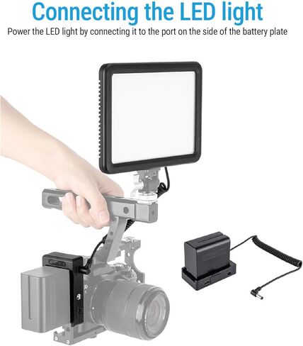 GOWENIC Battery Plate, Fit for NP F970 F750 F550 Battery with USB C Input Output and LED Indicators, 1/4 Inch Cold Shoe Mount for DSLR Camera Display in Kuwait