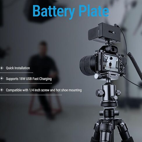 GOWENIC Battery Plate, Fit for NP F970 F750 F550 Battery with USB C Input Output and LED Indicators, 1/4 Inch Cold Shoe Mount for DSLR Camera Display in Kuwait